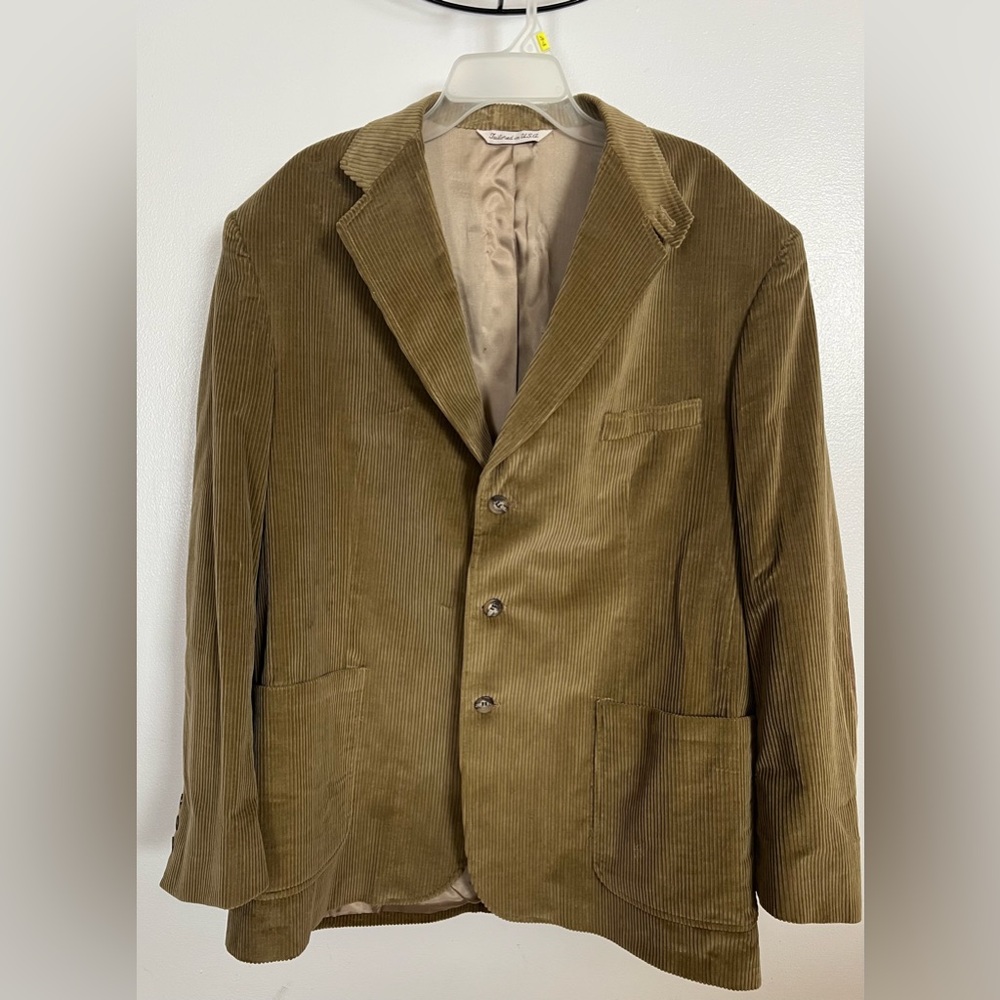 Stafford men’s corduroy blazer, suite coat, jacket size 48L with elbow patches